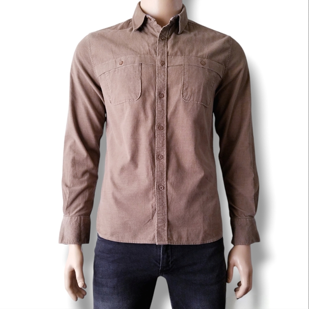 Tan/Brown Courdory Button Up Shirt By Foreign Exchange